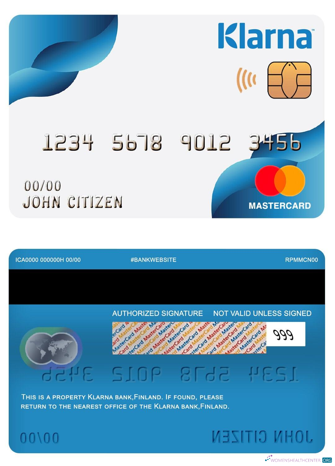 Download Finland Klarna bank mastercard Photoshop template
